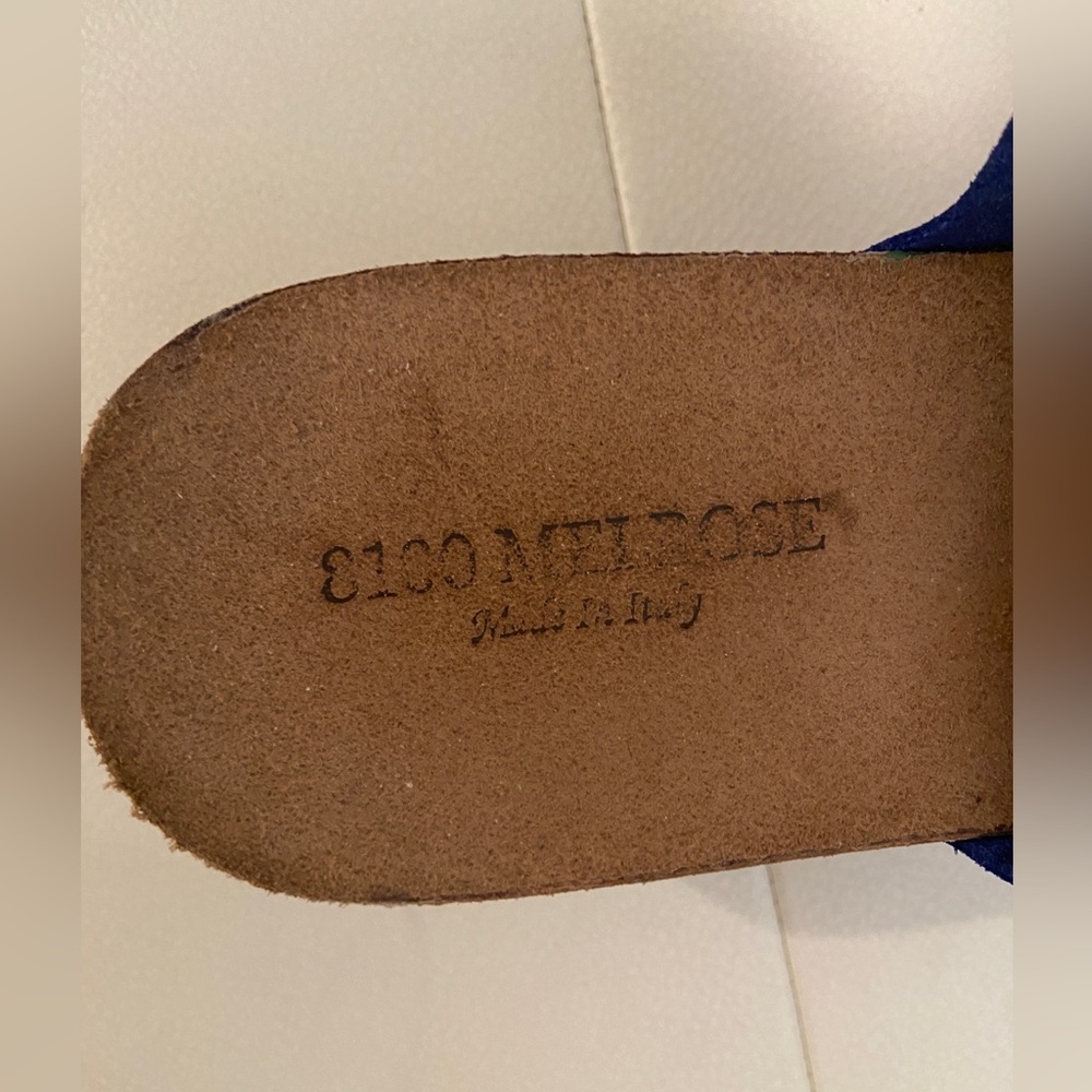 8100 Melrose Fred Segal Blue Suede Slide Wedge Sandal Size EU37 - Picture 7 of 8